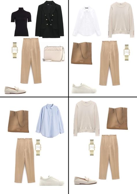 Beige Trousers Work Outfit, Beige Pants Outfit For Women, Beige Trouser Outfit Women Winter, Zara Beige Trousers Outfit, Zara Office Outfit 2023, Work Outfit Beige Pants, Beige Pants Outfit Autumn, Zara High Waisted Pants Outfit Casual, Beige Trousers Outfit Work