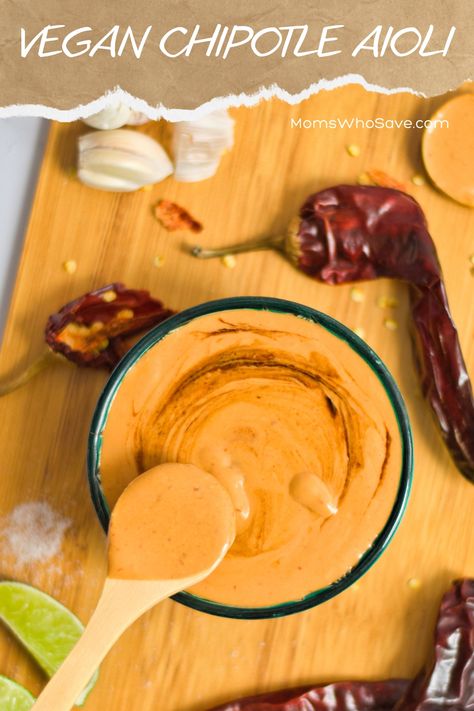 Vegan Chipotle Aioli (Use This Delicious Sauce on Everything) Vegan Chipotle Aioli, Chipotle Aoli Recipe, Vegan Chipotle Sauce Recipe, Vegan Chipotle Sauce, Chipotle Aioli Recipe, Vegan Aioli Recipe, Aioli Sauce Recipe, Vegan Aioli, Vegan Chipotle