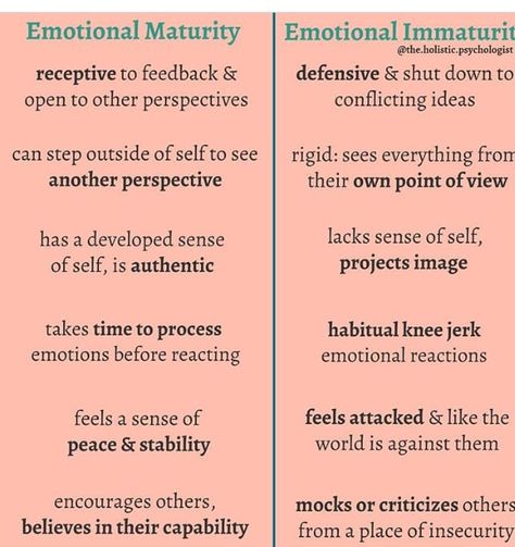 Emotional insecurity versus emotional maturity Emotionally Immature, Emotional Awareness, Relationship Help, Interpersonal Relationship, Mental And Emotional Health, Mental Wellness, Emotional Intelligence, Emotional Health, Relationship Tips