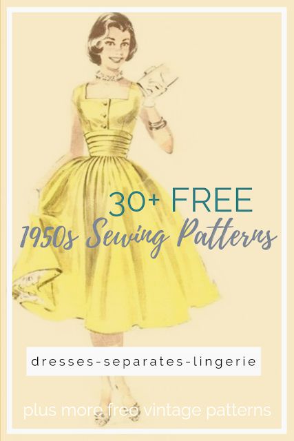 Free Vintage Sewing Patterns Pdf, Vintage Outfits Sewing Patterns, Sewing Patterns Vintage Dress, Diy Vintage Dress Pattern, Pinup Sewing Patterns Free, Vintage Patterns Free, 1950s Sewing Patterns Free, Sewing Vintage Dresses, Easy Vintage Dress Pattern