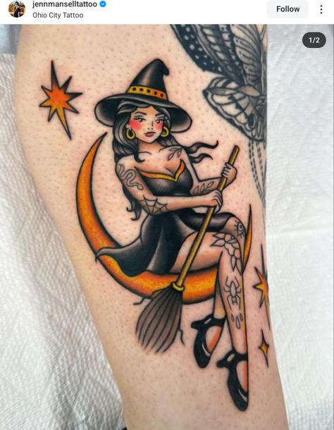 Pinup Lady Tattoo, Pin Up Witch Tattoo, Fat Pinup Tattoo, Plus Size Pin Up Tattoo, Plus Size Pinup Tattoo, Pinup Witch Tattoo, Curvy Pinup Tattoo, Witch Pinup Tattoo, Witch Pin Up Tattoo