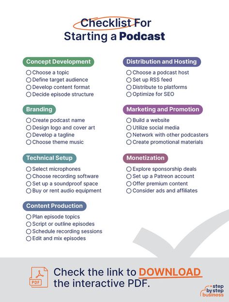 How to Start a Podcast Checklist Podcast Checklist, Start A Podcast, Starting Small Business, Podcast Tips, Agile Project Management, Business Checklist, Starting A Podcast, Business Minded, Concept Development