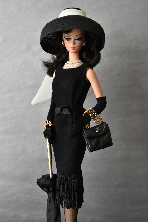 Breakfast at Tiffany's Black Day ensemble | Worn by A Model'… | Flickr Barbie Black Outfit, Barbie Cocktail, Barbie Photoshoot, Black Day, Barbie Silkstone, Barbie Dress Fashion, Silkstone Barbie, Breakfast At Tiffany's, Breakfast At Tiffanys