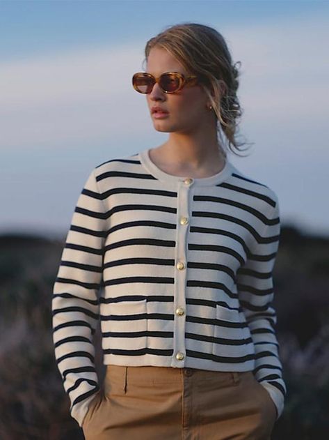 If Your Vibe Is Old-Money Auntie, You'll Love These 28 J.Crew Finds Lady Jacket, Pocket Sweater, Women Sweaters Winter, Jcrew Sweater, Sweater Blazer, Long Sleeve Striped Top, Striped Cardigan, Sweater Sleeves, Long Sleeve Cardigan