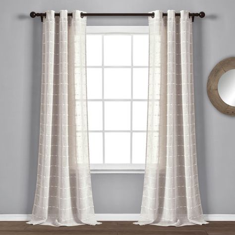 Lush Decor Farmhouse Sheer 84" x 38" Textured Beige Metal Grommets Pair Window Panel Curtain - Walmart.com Window Treatments Sheer, Lush Decor, Window Room, Living Room Windows, Grommet Curtains, Sheer Curtain, Window Panels, Curtain Panels, Sheer Curtains