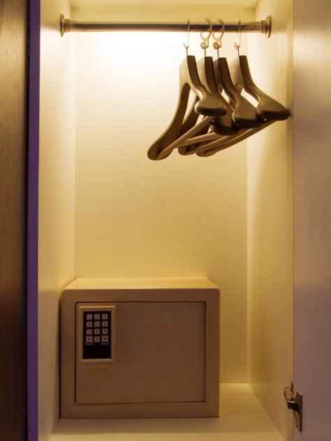 12 Smart Places to Hide a Safe  ||  Keep the whereabouts of your valuables on lock with these secret storage ideas https://www.bobvila.com/slideshow/12-smart-places-to-hide-a-safe-53100?slide_name=12-hidden-safes-that-can-thwart-burglars& Closet Safe Ideas, Secret Storage Ideas, Storage Ideas For Bedrooms, Closet Safe, Safe Lockers, Secret Drawer, Small Safe, Secret Hiding Places, Hidden Safe