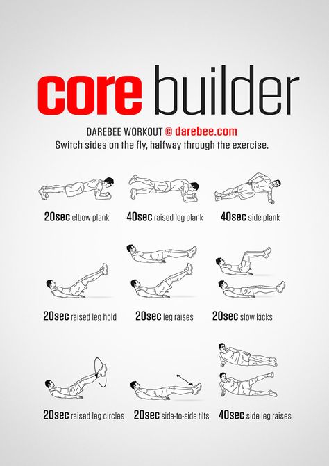 Core Builder Workout Core Workout Darebee, Darebee Core Workout, Core Muscle Workout, Calestenics Core Workout, Core Hit Workouts, Strong Core Workout At Home, Effective Core Exercises, Quick Core Workout At Home, Effective Core Workouts