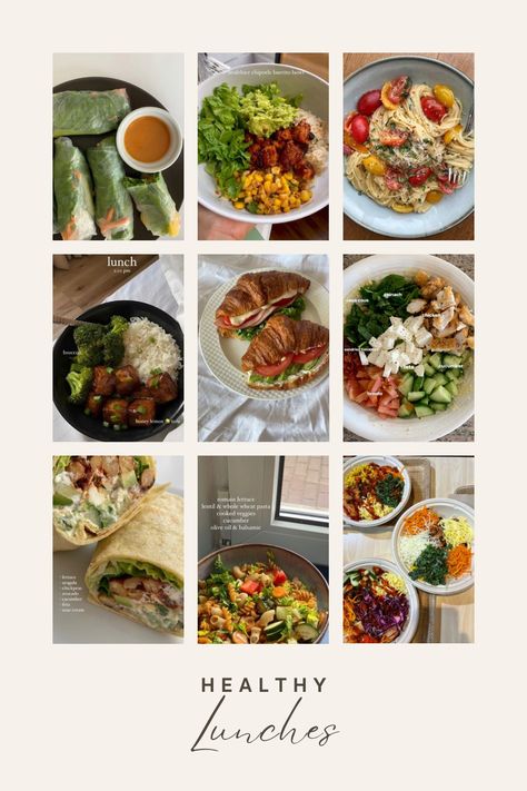 Clean Girl Lunch Ideas, That Girl Lunch Ideas, Summer Lunches For Work, Healthy Aesthetic Lifestyle Food, Clean Girl Lunch, Healthy Nurse Lunch, Easy Healthy Lunches For Nurses, Nutritious School Lunches, Lunch Bowls Healthy