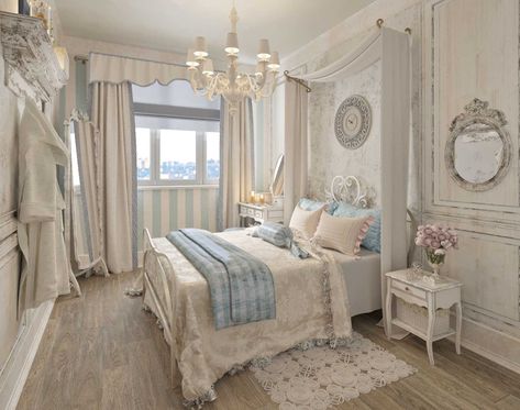 farmhouse shabby chic bedroom Shabby Chic Bedroom Ideas, White Shabby Chic Bedroom, Vintage Shabby Chic Bedroom, Chic Bedroom Ideas, Rideaux Shabby Chic, Baños Shabby Chic, Shabby Bedroom, Chic Bedroom Design, Shabby Chic Interior Design