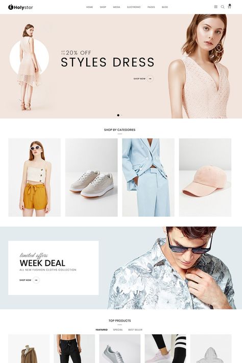 Holyster - Fashion WooCommerce Theme Fashion Website Design, Fashion Web Design, Fashion Poster Design, Fashion Banner, Fashion Layout, Theme Template, Ad Fashion, Shopify Dropshipping, Ecommerce Design