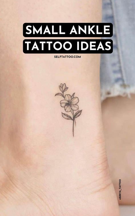 Are you thinking about getting a mini tattoo, but are struggling to decide on tattoo placement? The ankle is a great spot for a small tattoo, because it's a small spot that probably won't impact tattoo designs you might want to get in the future. Click here for ankle tattoo ideas and tattoo tips. Self Tattoo Classy Ankle Tattoo, Lower Ankle Tattoos For Women, Small Back Of Ankle Tattoo, Small Floral Ankle Tattoo, Best Ankle Tattoos For Women, Ankle Tattoo Ideas Female, Inside Foot Tattoos For Women, Inside Of Foot Tattoo, Small Inner Ankle Tattoo