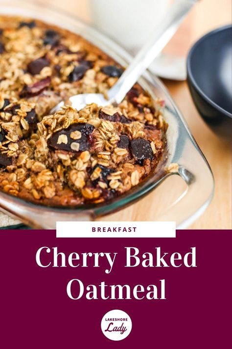 Trim Healthy Mama Breakfast, Vegan Baked Oatmeal, Cherry Oatmeal, Thm E, Oatmeal Vegan, Baked Oatmeal Recipe, Vegan Baked, Baked Oatmeal Recipes, Joy Filled Eats