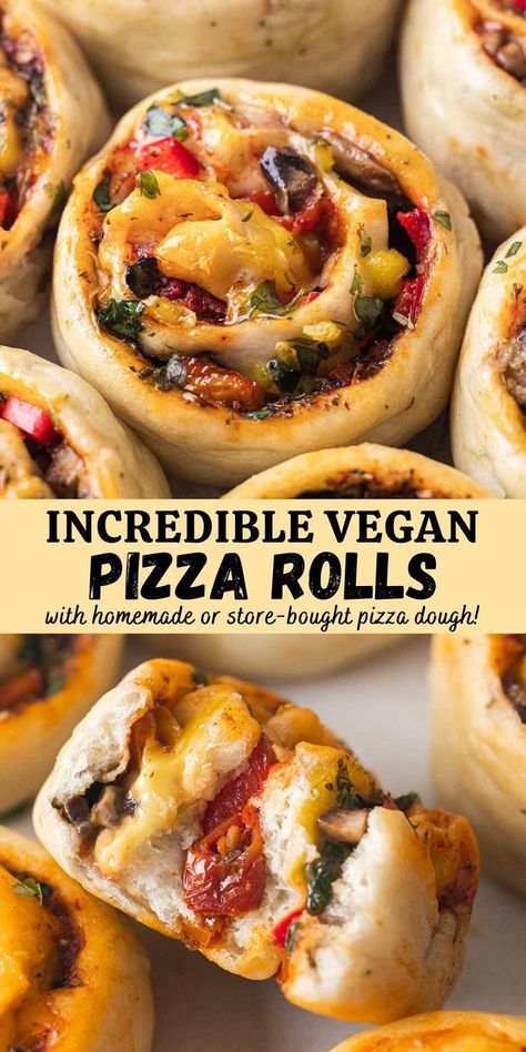 Vegan Pizza Rolls | #vegetarian recipes #easy vegetarian #recipes #tasty vegetarian recipes #healthy vegetarian recipes #good vegetarian recipes #simple vegetarian recipes | #VegetarianRecipes #VeganRecipes Vegan Pizza Rolls, Resepi Biskut, Vegan Party Food, Quick Snack, Tasty Vegetarian Recipes, Pizza Rolls, Vegan Appetizers, Vegan Pizza, Vegan Cooking