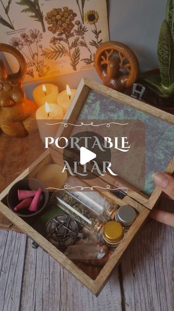 Witch & Wiccan on Instagram: "Ever thought about taking your spiritual practice with you?  Portable altars are a game-changer for modern witches and pagans on the go! (Although they have been around for a long time!)  They allow you to practice your craft anywhere, bringing a sense of sacred space with you. Perfect for travel, small spaces, or discreet practice, these mini-altars can be personalized with your favorite crystals, herbs, or deity symbols.  Plus, they’re easy to store and set up, making your practice more adaptable and intimate.  Do you have a portable altar? Lidia 💕💕 ▬▬▬▬▬ EXPAND YOUR KNOWLEDGE AND SUPPORT MY WORK   📚Get my books📚 ✔️The Complete Grimoire ✔️The Path of the Witch ✔️The Untamed Witch   Links in Bio!⁠ ▬▬▬▬▬ Original post Repost with credit ▬▬▬▬▬ Every witch i Travel Altar Ideas, Simple Witch Altar, Mini Altar Ideas, Deity Symbols, Diy Travel Altar, Manifestation Altar, Altar Ideas Witchcraft, Witchy Altar Ideas, Wiccan Altar Ideas