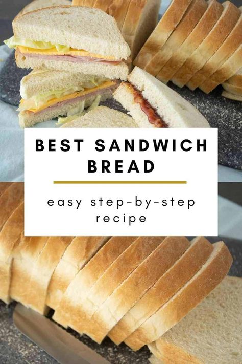 It's an important skill to be able to make your own bread, but how do you get that same chewy, soft texture that you need to make a great sandwich? You just need a few extra but easy steps for a homemade sandwich bread that holds up well with any kind of sandwich filling. Let me show you how! Best Homemade Sandwich Bread Recipes, Homemade Soft Bread Recipes, Easiest Sandwich Bread Recipe, Recipe Sandwich Bread, American Sandwich Bread, Make Your Own Sandwich Bread, Easy Yeast Sandwich Bread, Easy Sandwich Bread No Yeast, Thrifty Homemade Sandwich Bread