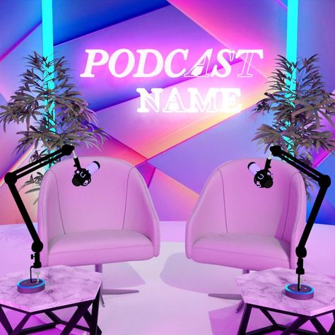 NEON LOUNGE PODCAST STUDIO Link in Bio Step into the dynamic world of podcasting with the "Neon Lounge Podcast Studio." Two luxurious leather chairs invite you to settle in for engaging conversations. In front of each chair, tables hold two podcast microphones, ready to capture every word. Towering plants behind the chairs add a touch of greenery, creating a vibrant and inviting atmosphere. On the walls, three neon pastel abstract pictures draw the eye, accented by neon strips that add a p... Podcast Chair Setup, Podcast Studio Inspiration, Podcast In Bedroom, Modern Podcast Studio, Podcasts Room Ideas, Girly Podcast Set Up, Luxury Podcast Studio, Podcast Chairs, Podcast Background Design Studio