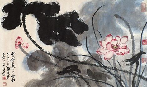 Flower Desktop Wallpaper, Japanese Contemporary Art, Lotus Flower Wallpaper, Traditional Chinese Art, Computer Wallpaper Desktop Wallpapers, Desktop Wallpaper Art, Japanese Artwork, Cute Desktop Wallpaper, Traditional Japanese Art