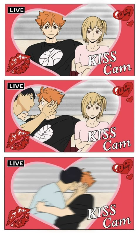 Kiss Cam, Kagehina Cute, Kageyama X Hinata, Haikyuu Karasuno, Haikyuu Kageyama, Haikyuu Funny, Haikyuu Ships, Haikyuu Manga, Haikyuu Characters