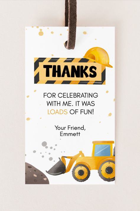 Construction Party Thank You Tags, Birthday Party Giveaways, Construction Gifts, Construction Theme Party, Thank You Party, Construction Birthday Parties, Construction Theme, Construction Party, Construction Birthday