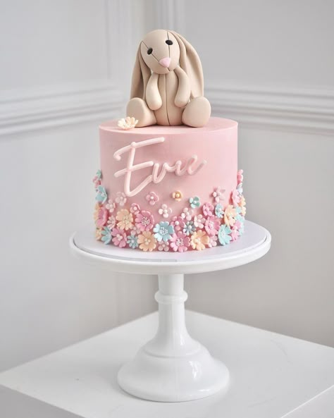 Bunny Cake For 1st Birthday, Rabbit Cake Ideas Cute Bunny, Bunny Cake 1st Birthday, Somebunny Is Turning One Cake, Some Bunny Is Two Cake, Bunny Cake Ideas Birthday Parties, Bunny Party Cake, 1birthday Cake Girl, Flopsy Bunny Cake