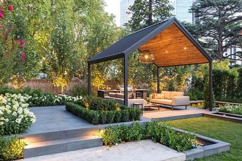 240+ Modern Patio & Backyard Design Ideas That are Trendy on Pinterest Gazebo Backyard, Modern Gazebo, Gazebo Ideas, Modern Patio Design, Outdoor Patio Designs, Contemporary Patio, Backyard Gazebo, Pergola Design, Backyard Pergola