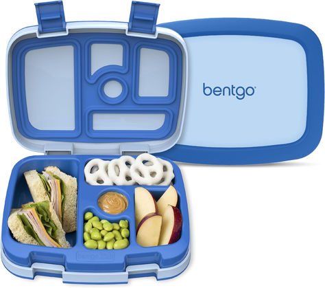 $27.99
America’s favorite one-of-a-kind children's lunch box that features 5 compartments portioned perfectly for a total capacity of 2.4 cups.  Meals are kept fresh and mess-free with separate compartments and a tightly fitting leak-proof lid. Kid-friendly latches are easy to use, and this bento box lunch container is easy to pack in a backpack.
•	Leak-Proof Technology
•	Drop-Proof Design
•	Microwave and Dishwasher-Safe
•	Bentgo has donated nearly $300,000 to help end hunger. Kids Lunch Box Containers, Bentgo Kids, Lunch Box Bento, Lunch Box With Compartments, Dip Sauce, Lunch Box Containers, Snack Packs, Kids Lunchbox, Bento Box Lunch