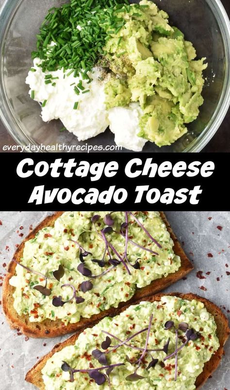 Food With Avocado Dinners, Cottage Cheese Avocado Recipes, Lunches For High Cholesterol, Avocado Snacks Healthy, Avocado Toast With Protein, To Go Protein Breakfast, Gallbladder Friendly Breakfast, Healthy Breakfast Before Workout, Avocado And Cottage Cheese Toast