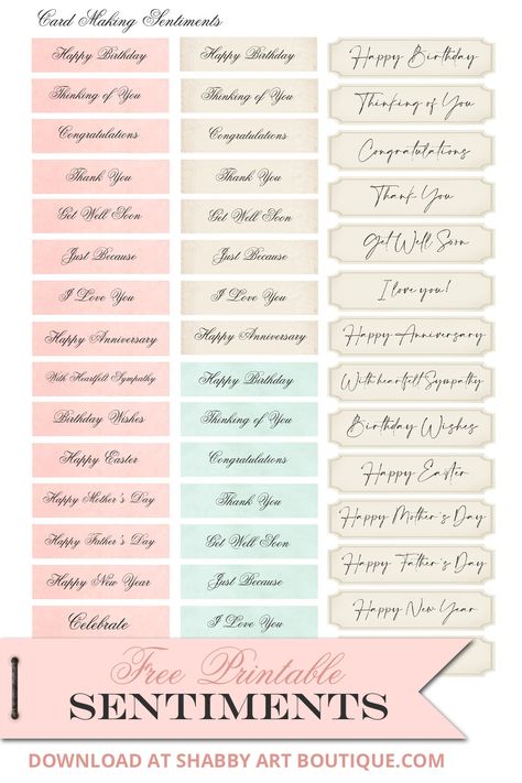 Free Printable Sentiments for Card Making Thank You Card Sentiments Free Printable, Card Making Printables Free, Free Sentiments Printables, Card Inserts Printable, Free Printable Sentiments For Card Making, Printable Sayings Free, Card Sentiments Words, Printable Sentiments For Cards Free, Free Printable Greeting Card Sentiments