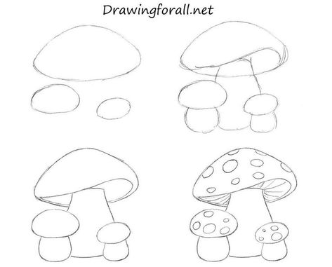 How To Draw Mushrooms, Draw Mushrooms, Drawing Instructions, Mushroom Drawing, Flower Drawing Tutorials, Seni Dan Kraf, Easy Doodles Drawings, Mushroom Art, Step Drawing