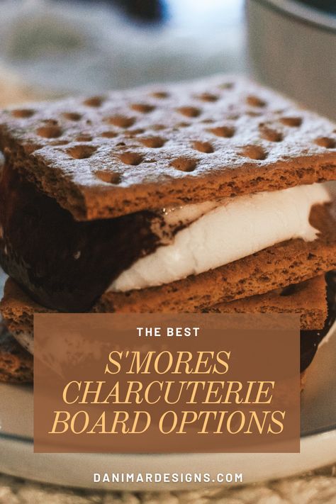 Different Types Of Smores, S'mores Charcuterie Board Ideas, Smore Board Ideas, Fancy Smores Ideas, S’mores Boards, Easy S’mores Board, Smores Display Ideas, S’mores Tray, S’mores Board Ideas