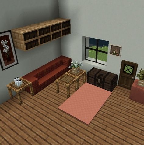 Minecraft Small Living Room Ideas, Minecraft Living Room Small, Mc Living Room Ideas, Small Living Room Minecraft, Living Room Design Minecraft, Minecraft Building Ideas Living Room, Minecraft Sitting Room, Minecraft Small Living Room, Cute Minecraft Living Room