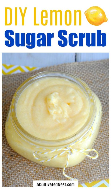 Scrub Homemade, Lemon Scrub, Diy Sugar Scrub Recipe, Diy Body Scrub Recipes, Lemon Sugar Scrub, Salt Crystals, Body Scrub Recipe, Sugar Scrub Homemade, Homemade Scrub