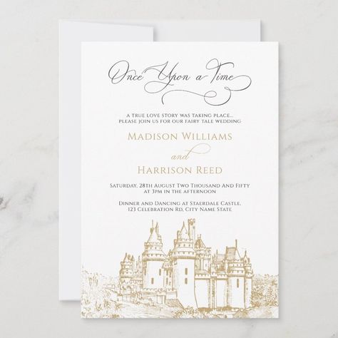 Stylish Castle Once Upon A Time Fairy Tale Wedding Invitation  Zazzle Castle Wedding Invitations, Wedding Yard Games, Disney Wedding Invitations, Fairytale Wedding Theme, Fairytale Wedding Invitations, Pink Invitation, Wedding Invitation Size, Disney Fairy Tale Weddings, Wedding Invitation Inspiration