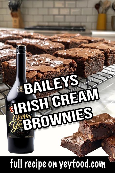 Baileys Irish Cream Brownies - Yeyfood.com: Recipes, cooking tips, and kitchen hacks for home cooks of all levels Brownie Recipes With Alcohol, Irish Cream Frosting Baileys, Baileys Salted Caramel Brownies, Alcohol Infused Brownies, Bailey's Irish Cream Brownies, Copycat Baileys Irish Cream, Cooking With Baileys Irish Cream, What To Make With Baileys Irish Cream, Baileys Brownies Box Cake Mixes