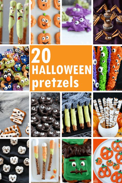 An awesome roundup of 20 different Halloween pretzels treats from around the web, with how-tos. Fun Halloween party food ideas. Fun Halloween Party Food Ideas, Pretzels Treats, Halloween Pretzels Treats, Easy Homemade Halloween Costumes, Incredible Desserts, Fun Halloween Party Food, Halloween Party Food Ideas, Halloween Pretzels, Healthy Breakfast Bowl