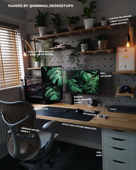 A Reddit user with the craziest pegboard desk setup - Minimal Desk Setups Pc Themes, Minimal Desk Setup, Studio In Casa, Office Layouts, Minimal Desk, Modern Home Offices, Computer Desk Setup, Desk Setups, Home Studio Setup