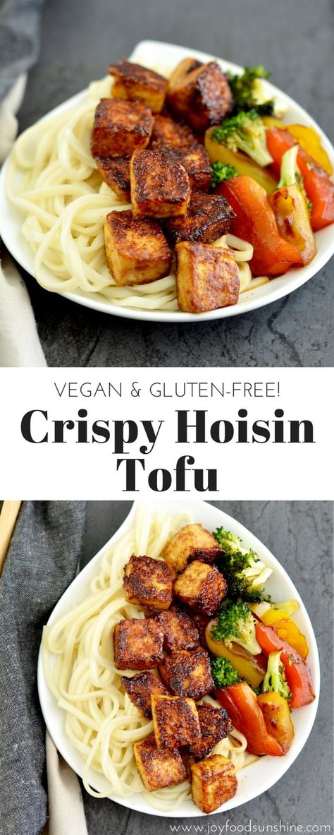 Crispy Hoisin Tofu Recipe! A quick & easy, high-protein meal! Serve with your favorite stir-fried veggies for the perfect dinner! Vegan and gluten-free! Recipes With Hoisin Sauce, Hoisin Tofu, Hoisin Sauce Recipe, Tofu Sauce, Tofu Recipes Easy, Seitan Recipes, Dinner Vegan, Tofu Stir Fry, Tofu Recipe