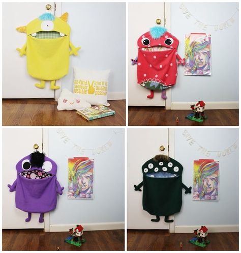 ADORABLE MONSTER TOY BAGS FROM LU Hello Wonderful, Monster Toys, Toy Storage Bags, Diy Gifts For Him, Diy Gifts For Kids, Fabric Toys, Toy Bags, Bohol, Creation Couture