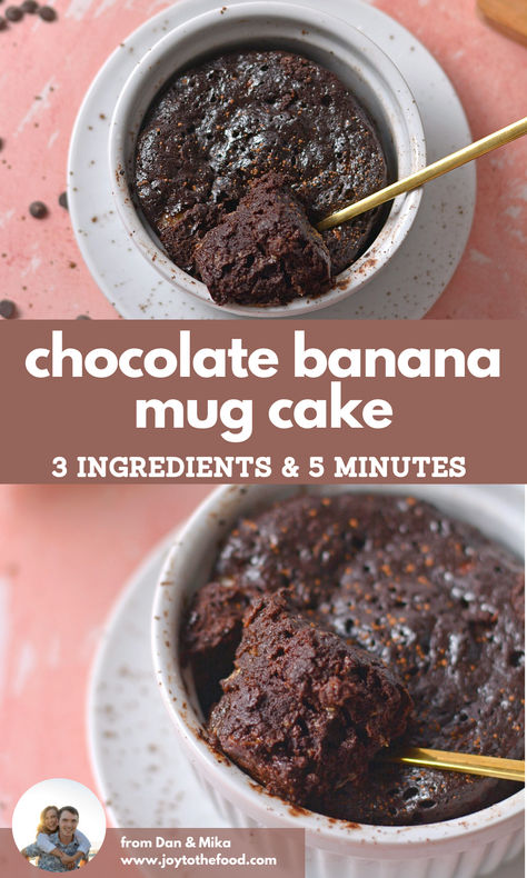 Chocolate Fix Quick, Chocolate Banana Mug Cake Microwave, Banana Mug Brownie, Healthy Dessert Recipes Single Serve, Chocolate Cake In A Mug Recipe, Easy Banana Mug Cake, Easy Chocolate Mug Cake 3 Ingredients, 3 Ingredient Chocolate Mug Cake, Microwave Banana Brownie