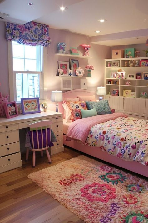 As adolescence begins, the bedroom becomes a crucial space for teen girls to express themselves and Small Girls Bedroom Ideas, Small Girls Bedroom, Pre Teen Girls Room, Preteen Girls Bedroom Ideas, Small Girls Bedrooms, Childrens Bedroom Wallpaper, Girls Room Design, Kids Room Interior Design, Big Girl Bedrooms