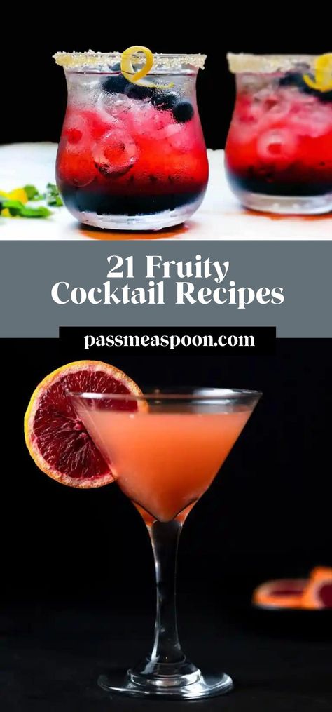 Looking for a fruit cocktail recipe to serve at your next party? Try one of these deliciously fruity cocktail ideas! Fresh Fruit Cocktail Recipes, Simple Fruity Cocktails, Cocktail Recipes Fruity, Sweet Cocktail Recipes, Fancy Cocktail Recipes, Fruit Cocktail Recipes, Easy Fruity Cocktails, Fruity Cocktail Recipes, Fancy Cocktails Recipes