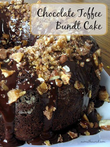 Chocolate Toffee Bundt Cake Toffee Bundt Cake, Chocolate Cake Icing, Toffee Cake, Chocolate Bundt, Nothing Bundt Cakes, Chocolate Bundt Cake, Tasty Chocolate Cake, Toffee Bits, Chocolate Toffee