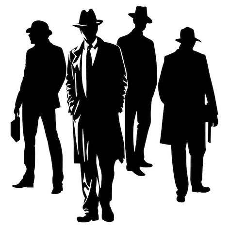 Men Sillouhette, Mafia Silhouette, Men With Hats, Men With Cap, Male Silhouette, Avengers Forever, People Silhouette, Paddle Ideas, Man Silhouette