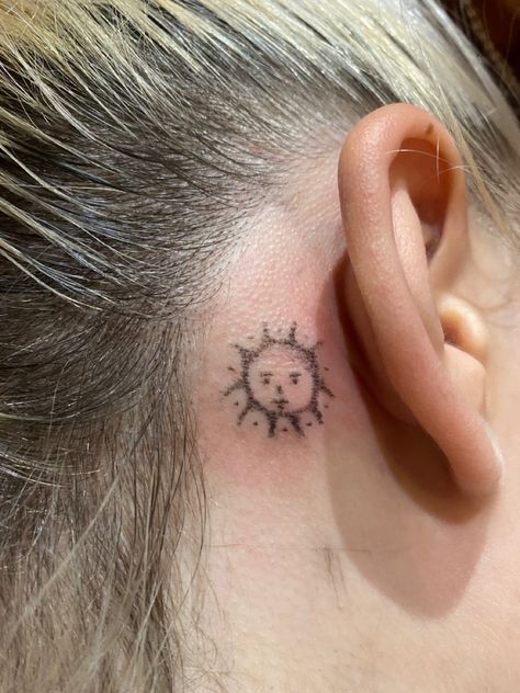 Behind Ear Stick And Poke, Sun Stick N Poke, Arm Stick And Poke Tattoo, Eye Stick And Poke, Sun Stick And Poke Tattoo, Maximalist Tattoo, Big Stick And Poke Tattoo, Cute Stick And Poke Tattoo, Sun With Face Tattoo