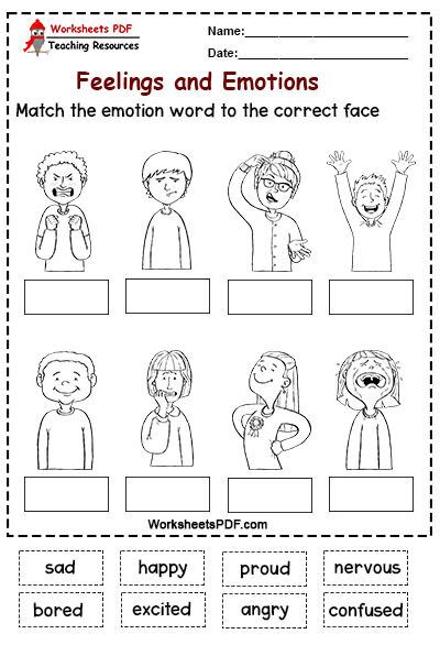 Match the emotion word to the correct face Emotions Worksheets For Kindergarten, Feelings Worksheet Kindergarten, Emotion Activities For Kids, Feelings Worksheets For Kids, Emotions Worksheets For Kids, Feeling Worksheet, English Emotions, Emotions Worksheet, Counseling Corner