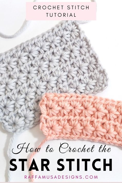 Crochet Star Stitch swatches Good Crochet Stitches For Blankets, Practice Crochet Stitches, Snowflake Stitch Pattern, Daisy Crochet Stitch, Star Crochet Stitch Pattern, Pearl Stitch Crochet, Cool Stitches Crochet, Best Crochet Stitches For Bulky Yarn, Star Stitch Crochet Blanket Free Pattern