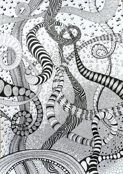 Nature Zentangle Patterns, Unique Zentangle Drawings, Water Zentangle Patterns, Amaze Zentangle Pattern, Zen Linea Zentangle, Underwater Zentangle, Sharpie Drawings, Pen Illustration, Zen Doodle Patterns