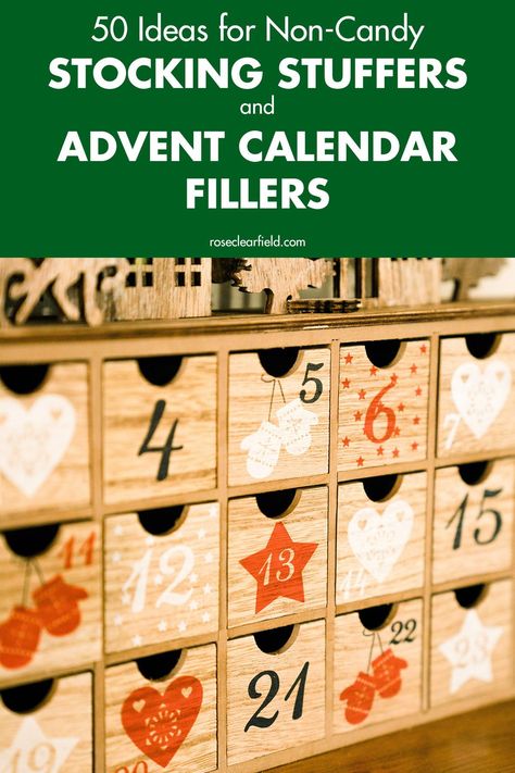 A round-up of 50 non-candy ideas for stocking stuffers and advent calendar fillers. Lots of fun little gift options for everyone on your list! #stockingstuffers #smallgiftideas #bestgifts Trinkets For Advent Calendar, Items To Fill Advent Calendar, Non Chocolate Advent Calendar Ideas, What To Put In Adult Advent Calendar, Adult Advent Calendar Gifts, Ideas For Advent Calendars, Fillers For Advent Calendars, Christmas Advent Gift Ideas, Small Advent Calendar Gifts