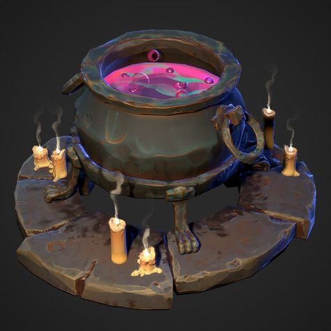 Magic Cauldron, Game Background Art, Perspective Drawing Architecture, Props Concept, Environment Props, Props Art, 3d Concept, Game Props, 다크 판타지