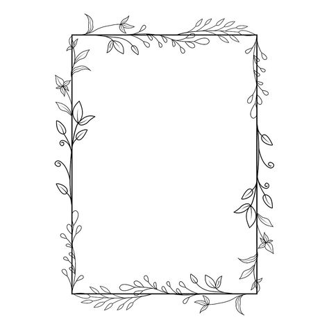 Flower Line Drawings Border, Flower Border Transparent Background, Frame Border Design Black And White, Botanical Border Design, Illustration Border Design, Flower Border Black And White, Drawing Border Ideas, Border And Frames Design, Floral Border Design Frames Hand Drawn